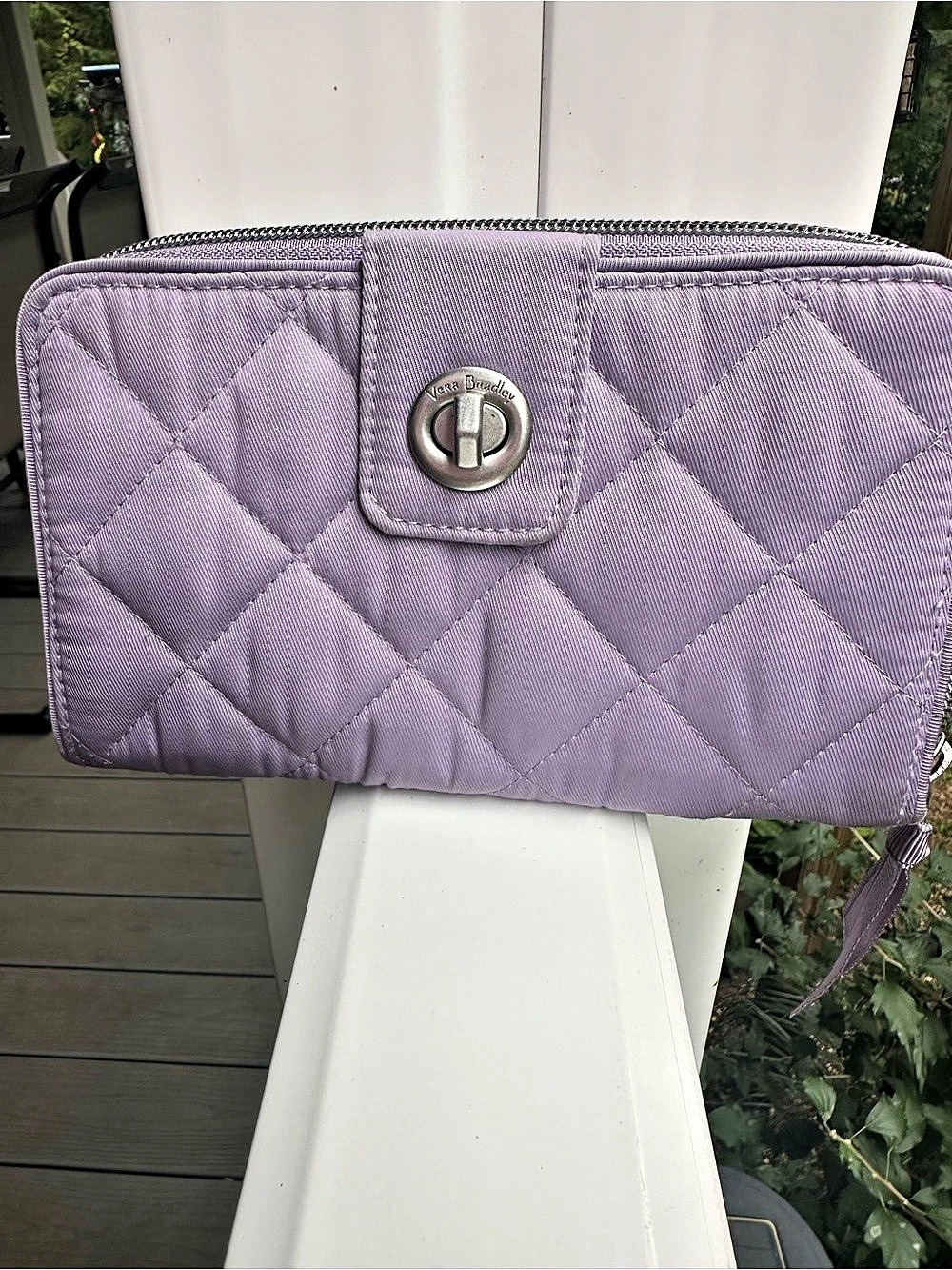 Vera Bradley RFID Turnlock Wallet Quilted Floral Purple
